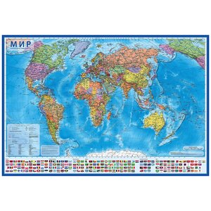 Политическая карта мира 101*70 см, 1:32М, в тубусе Globen фото 1