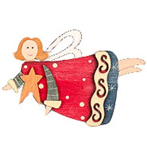 Магнит Фея с ажурными крылышками в красном платье летящая 6*9 см Holiday Classics фото 1