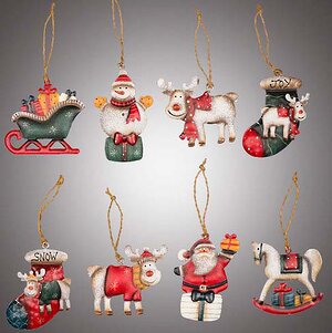 Набор елочных игрушек Новогодние волшебники 9 см 8 шт, металл Holiday Classics фото 1