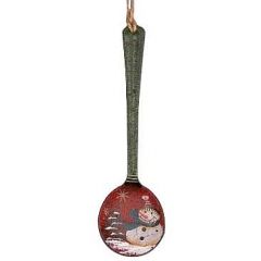 Новогоднее украшение-ложка Добрый Снеговик в синем шарфе 17 см, металл Holiday Classics фото 1
