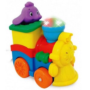Развивающая игрушка - каталка Паровозик со слоненком 19 см со светом и звуком Kiddieland фото 1