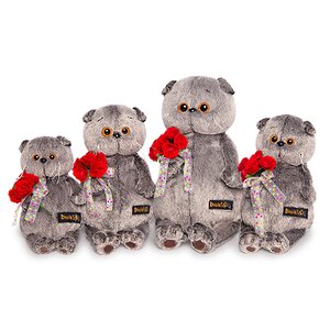 Мягкая игрушка Кот Басик с букетом красных роз 19 см Budi Basa фото 1