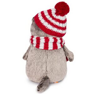 Мягкая игрушка Кот Басик в полосатой шапке с шарфом 19 см Budi Basa фото 3