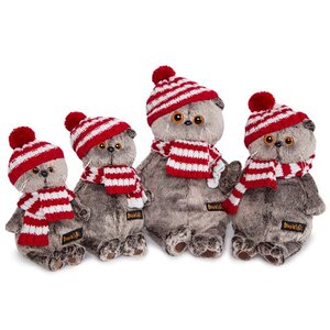 Мягкая игрушка Кот Басик в полосатой шапке с шарфом 22 см Budi Basa фото 2