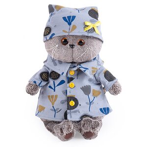 Мягкая игрушка Кот Басик в голубой пижаме в цветочек