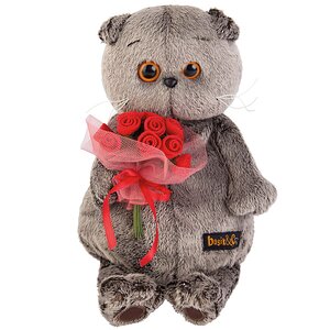 Мягкая игрушка Кот Басик с букетиком роз 22 см Budi Basa фото 1