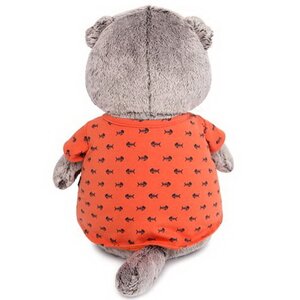 Мягкая игрушка Кот Басик в оранжевой футболке в рыбки с львенком 25 см Budi Basa фото 3