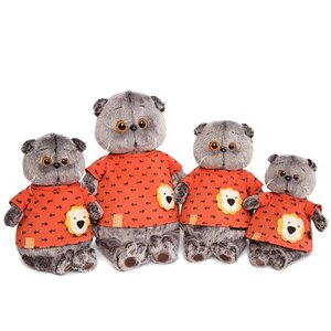 Мягкая игрушка Кот Басик в оранжевой футболке в рыбки с львенком 19 см Budi Basa (Буди Баса) фото 2