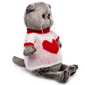 Мягкая игрушка Кот Басик в свитере с сердцем 22 см Budi Basa фото 2
