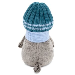 Мягкая игрушка Кот Басик в голубой вязаной шапке и шарфе 30 см Budi Basa фото 3
