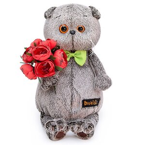 Мягкая игрушка Кот Басик с красными пионами 25 см Budi Basa фото 1