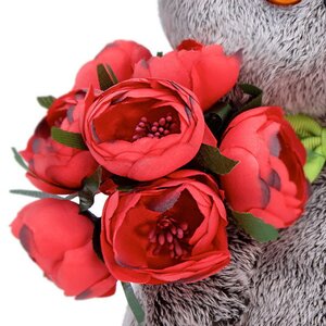 Мягкая игрушка Кот Басик с красными пионами 25 см Budi Basa фото 2