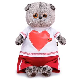 Мягкая игрушка Кот Басик в футболке с сердцем 19 см