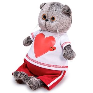 Мягкая игрушка Кот Басик в футболке с сердцем 19 см Budi Basa фото 2