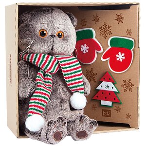 Мягкая игрушка Кот Басик с набором елочных игрушек 30 см Budi Basa фото 1