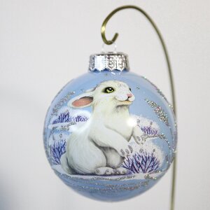 Стеклянный елочный шар Белый кролик Уайти 10 см Коломеев фото 3