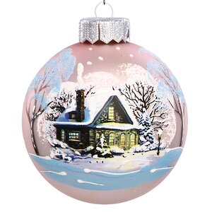 Стеклянный елочный шар Пейзаж - Снежная пора 10 см Коломеев фото 1