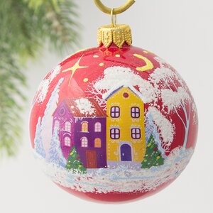 Стеклянный елочный шар Домики городка Винтертэйл 8 см Коломеев фото 1