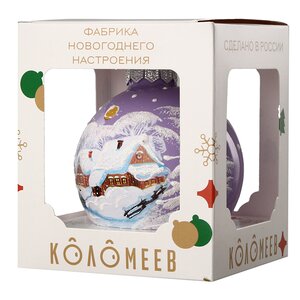 Стеклянный елочный шар Зимние домики 8 см Коломеев фото 3