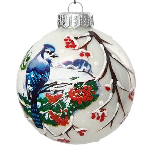 Стеклянный елочный шар Зимние птицы 8 см Коломеев фото 2
