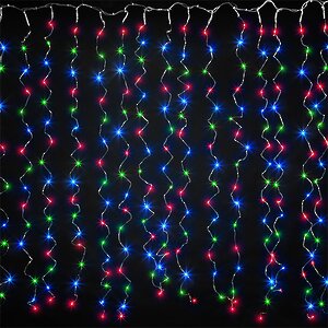 Гирлянда штора Роса 1.6*1.6 м, 256 разноцветных мини LED ламп, серебряная проволока, IP20 Торг Хаус фото 2