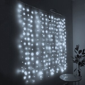 Гирлянда штора Роса 1.6*1.6 м, 256 холодных белых мини LED ламп, серебряная проволока Торг Хаус фото 1
