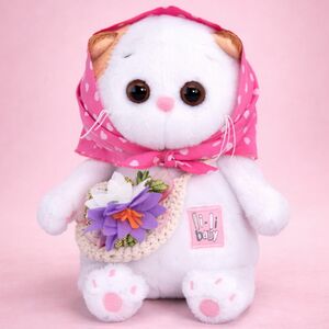 Мягкая игрушка Кошечка Лили Baby в косыночке и с корзинкой 20 см