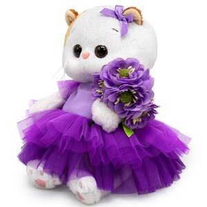 Мягкая игрушка Кошечка Лили Baby в лиловом платье и с букетом 20 см Budi Basa фото 2