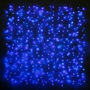Светодиодный Занавес 1.5*2.2 м, 544 синих LED ламп, прозрачный ПВХ, соединяемый, IP20