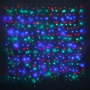 Светодиодный Занавес 1.5*2.2 м, 544 разноцветных LED ламп, прозрачный ПВХ, контроллер, IP20 Snowhouse фото 1
