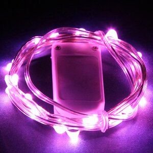Светодиодная гирлянда Капельки на батарейках 20 розовых MINILED ламп 2 м, серебряная проволока, IP20 Snowhouse фото 2