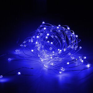 Светодиодная гирлянда Роса 120 синих мини LED ламп 12 м, серебряная проволока, контроллер, IP44 Snowhouse фото 1
