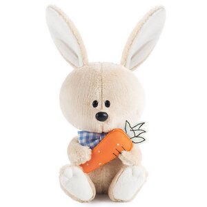 Мягкая игрушка Заяц Антоша с морковкой 15 см коллекция Лесята