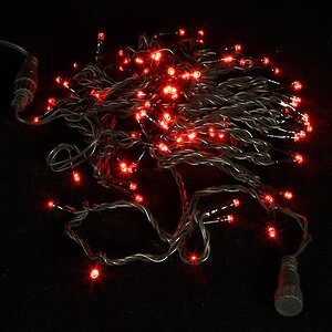 Светодиодная гирлянда 100 красных LED ламп 10 м, мерцание, черный ПВХ, соединяемая, IP44 BEAUTY LED фото 1