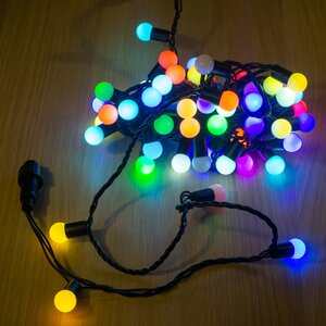 Светодиодная гирлянда Шарики 10 м, 17 мм, 60 разноцветных RGB LED с быстрой сменой цветов, черный ПВХ, соединяемая, IP44 Торг Хаус фото 2