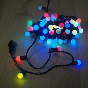 Светодиодная гирлянда Шарики 10 м, 17 мм, 60 разноцветных RGB LED с быстрой сменой цветов, черный ПВХ, соединяемая, IP44 Торг Хаус фото 1