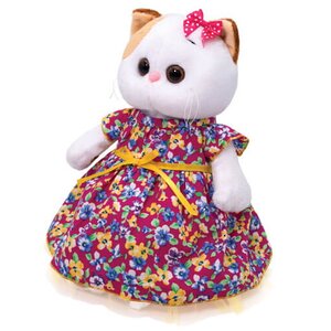 Мягкая игрушка Кошечка Лили в платье с цветочным принтом 24 см Budi Basa фото 2