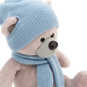 Мягкая игрушка Медведь Топтыжкин серый 25 см в голубом шарфе и шапочке, Orange Exclusive Orange Toys фото 2