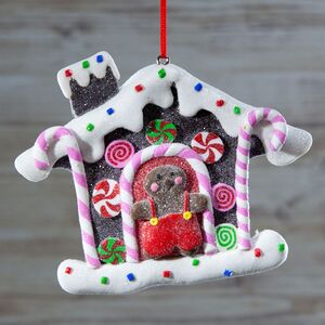 Елочная игрушка Пряничный Домик с леденцами 11 см, подвеска