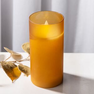 Светодиодная свеча с имитацией пламени Шанти в стакане 15 см карамельная