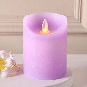 Светодиодная свеча с имитацией пламени 10 см, фиолетовая восковая, батарейка