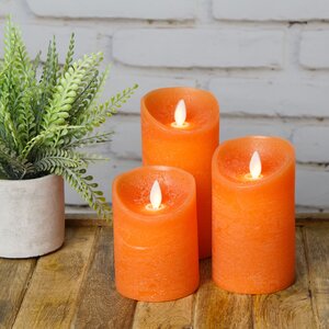 Светодиодная свеча с имитацией пламени 15 см, оранжевая восковая, батарейка Peha фото 7