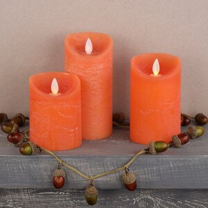 Светодиодная свеча с имитацией пламени 15 см, оранжевая восковая, батарейка Peha фото 4
