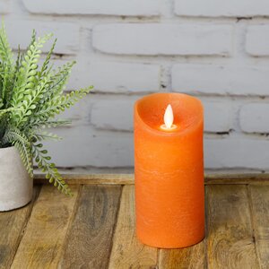 Светодиодная свеча с имитацией пламени 15 см, оранжевая восковая, батарейка