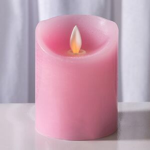 Светодиодная свеча с имитацией пламени 10 см, розовая восковая, батарейка Peha фото 1