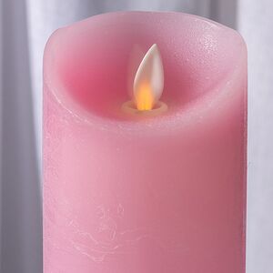 Светодиодная свеча с имитацией пламени 12.5 см, розовая восковая, батарейка Peha фото 2