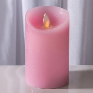 Светодиодная свеча с имитацией пламени 12.5 см, розовая восковая, батарейка Peha фото 1