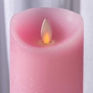 Светодиодная свеча с имитацией пламени 15 см, розовая восковая, батарейка Peha фото 2