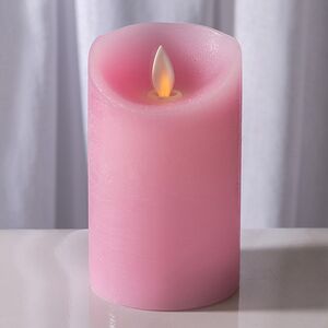 Светодиодная свеча с имитацией пламени 15 см, розовая восковая, батарейка Peha фото 1