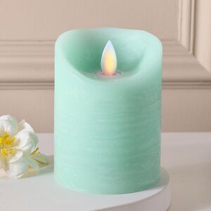 Светодиодная свеча с имитацией пламени 10 см, светло-мятная восковая, батарейка